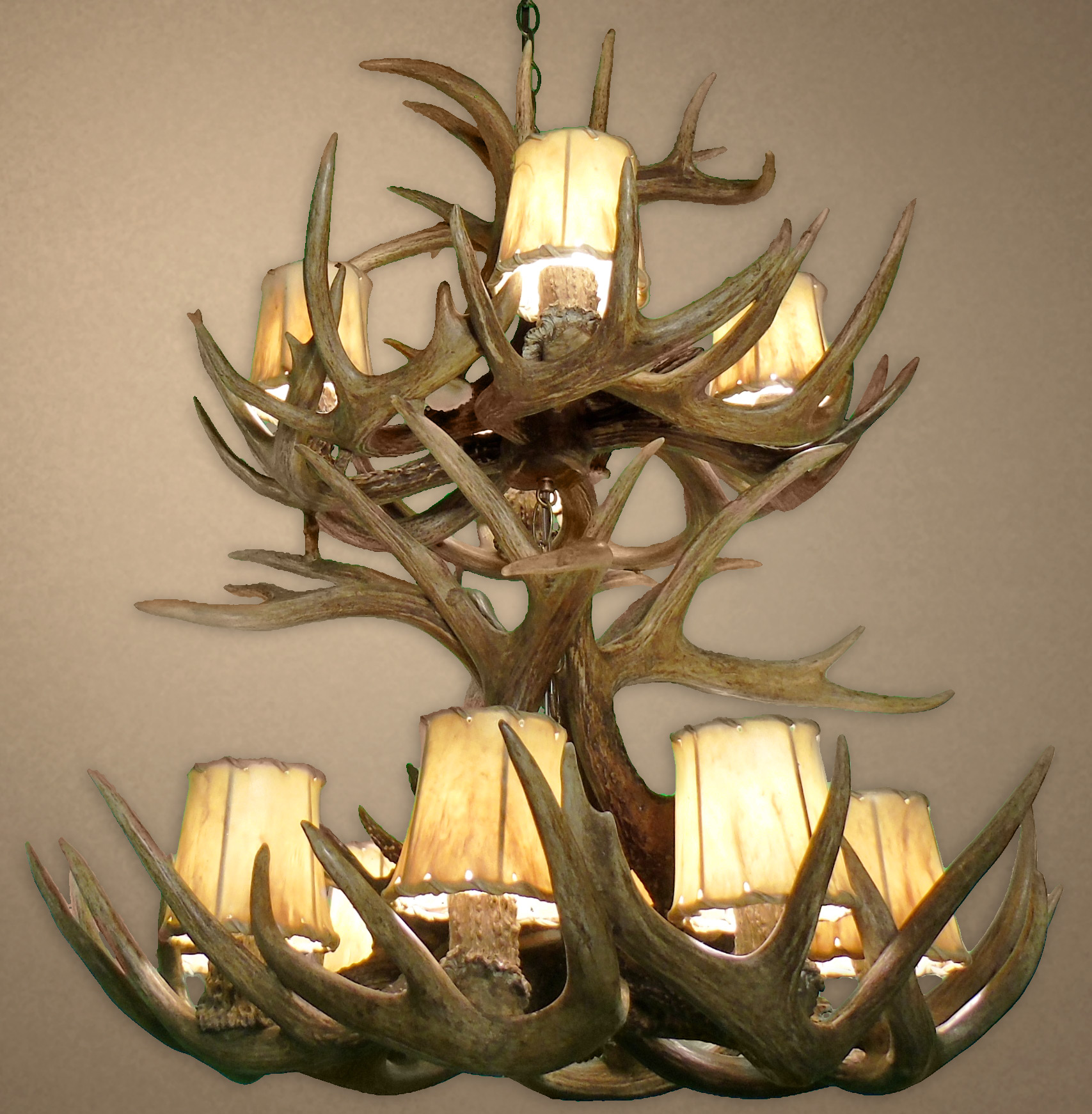Real Antler Whitetail Double Tier Chandelier WTDT Deer Antler Chandelier