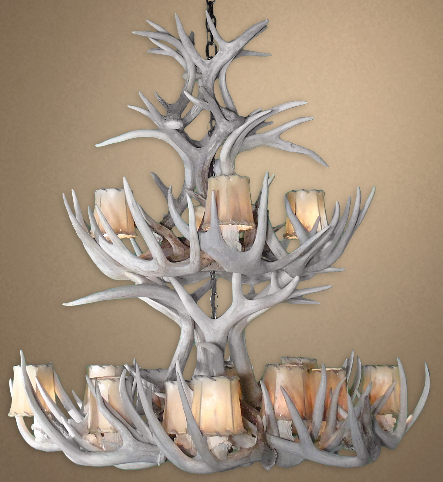 Real Antler Whitetail Double Tier Chandelier WTDT Deer Antler Chandelier